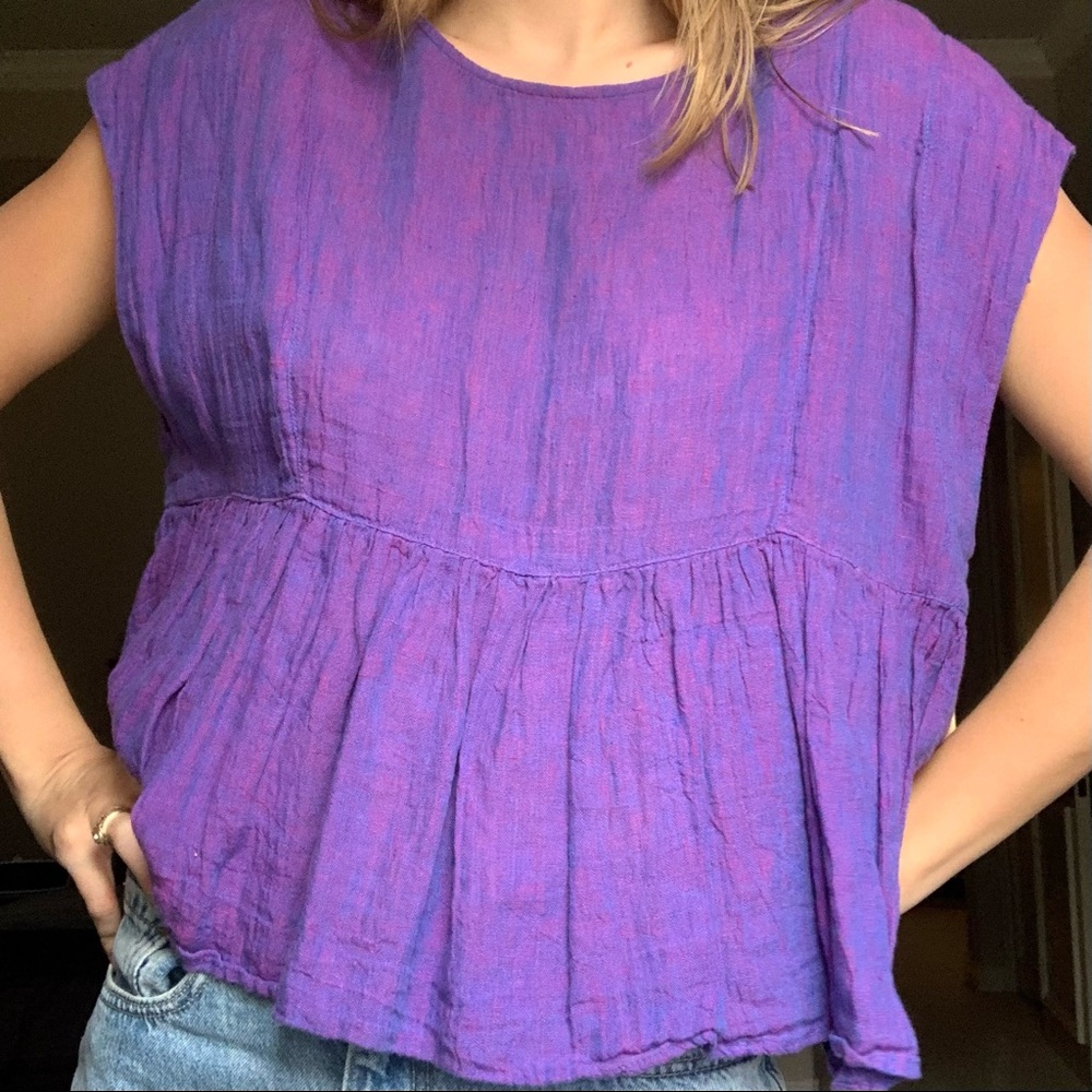 Anthropologie Purple Flowy Top